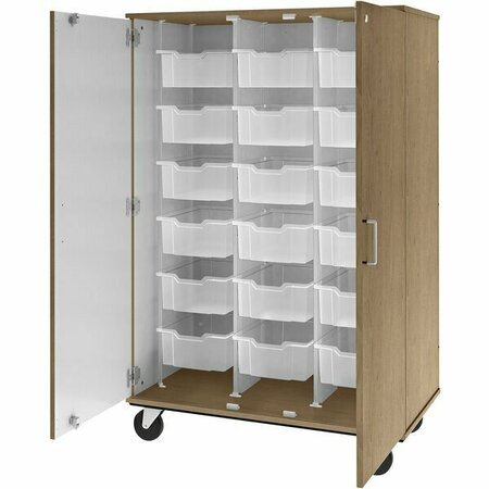 I.D. SYSTEMS 67'' Tall Roman Walnut Mobile Storage Cabinet with 18 6'' Bins 80249F67021 538249F67021